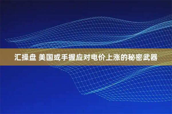 汇操盘 美国或手握应对电价上涨的秘密武器